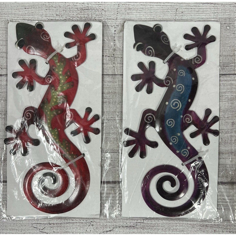 Metal Gecko Wall‎ Art Decor Lot Tropical Southwestern Boho Lizard